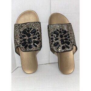 Kenneth Cole Women Slide Open Toe Sandals shoes Metallic Gold/Silver 8 1/2